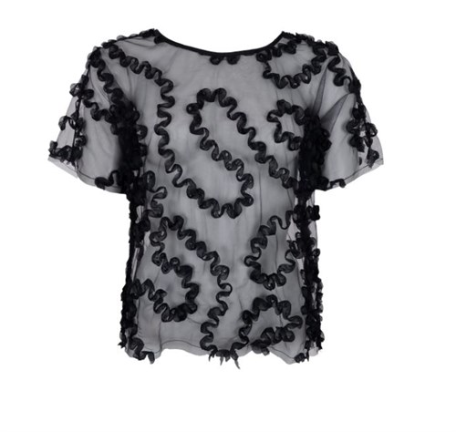 BC Swirl Bluse med kort ærme, Sort